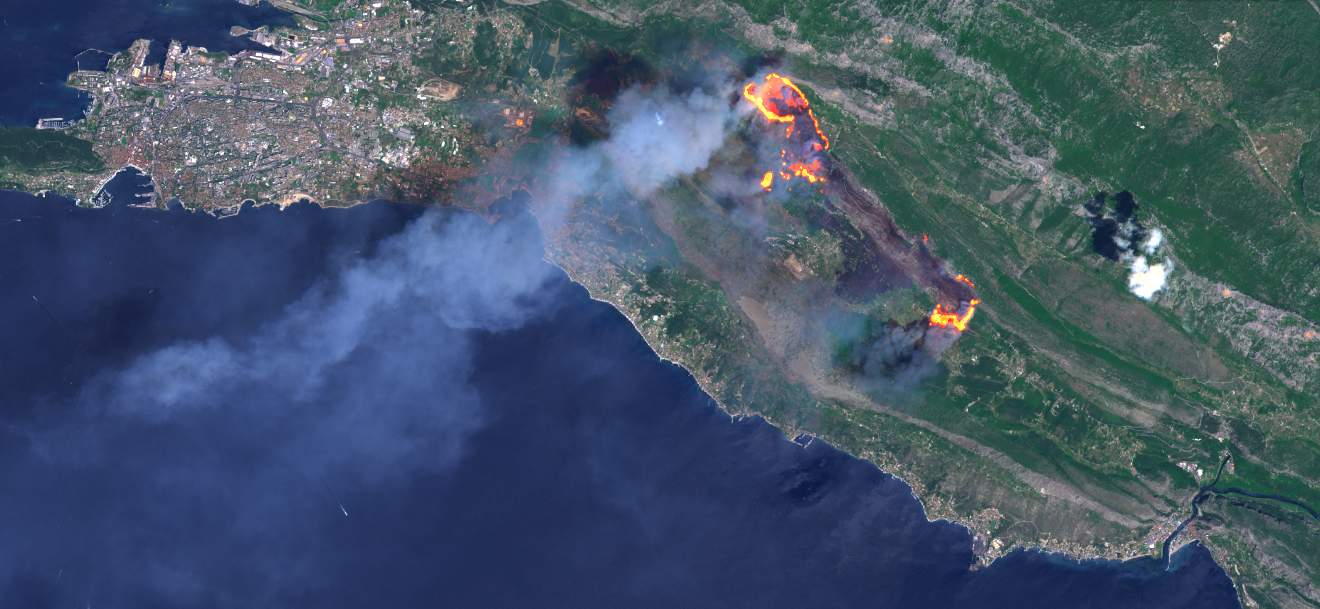 Wildfire east of Split, Croatia.