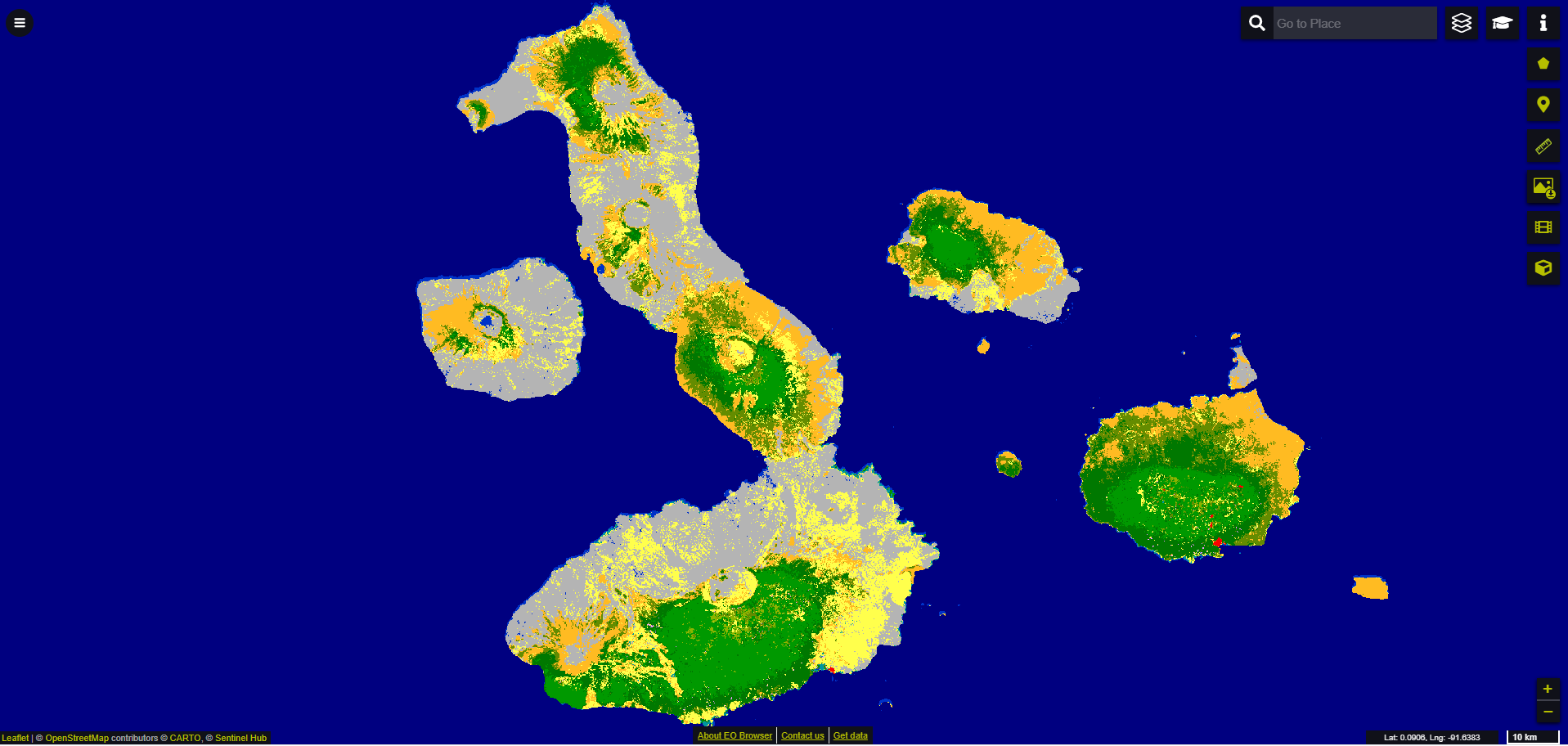 Discrete classification map for Republic of Ecuador's Galápagos Island