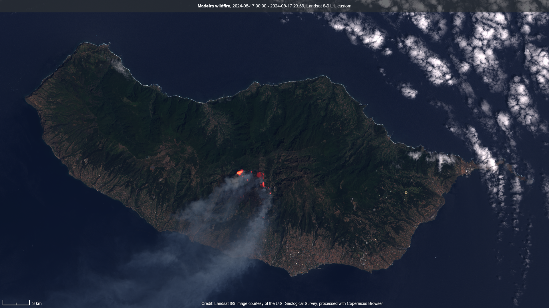 Intensified fire glow over Madeira