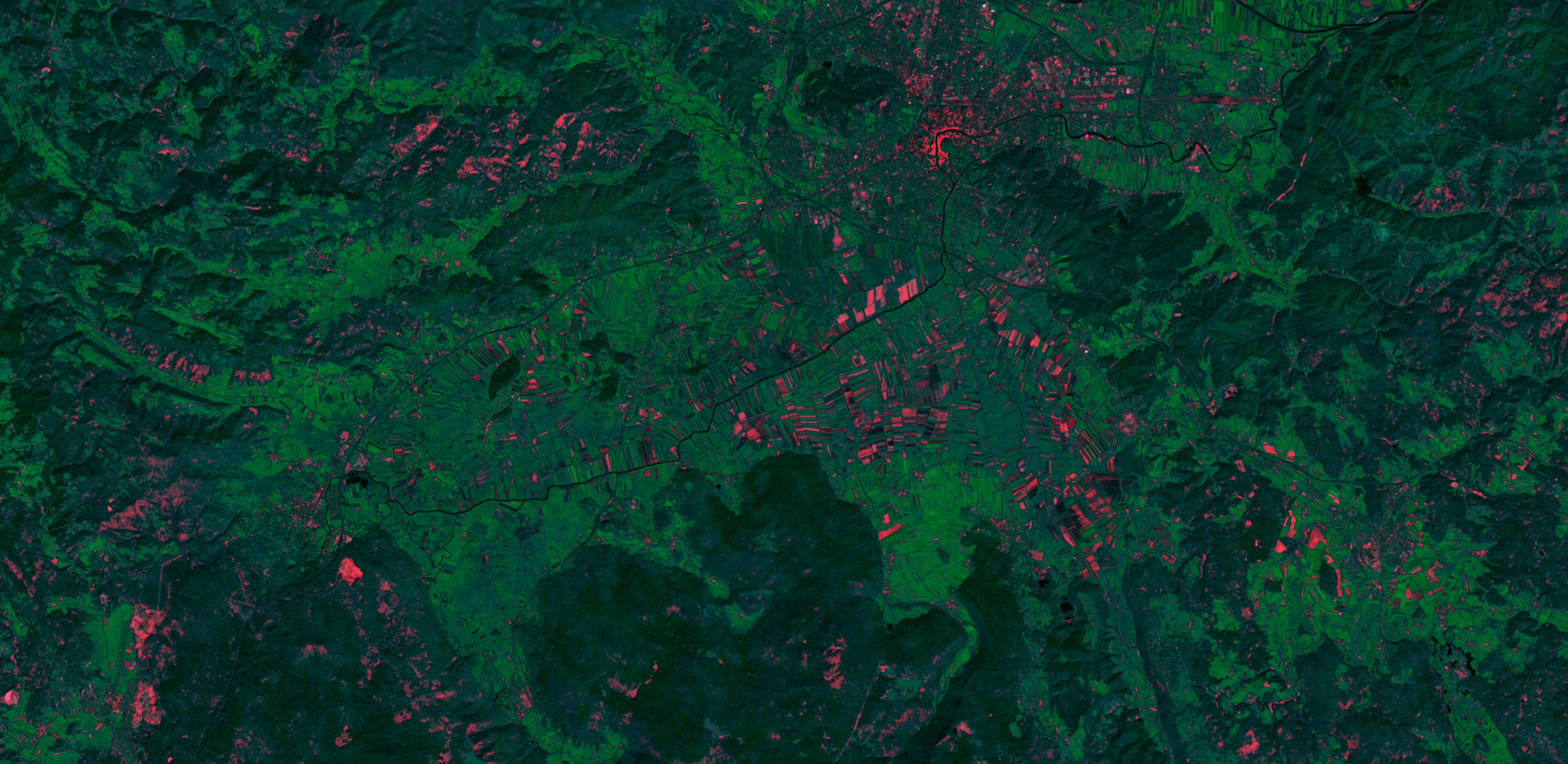 Barren Soil script applied to Sentinel-2 south of Ljubljana, Slovenia