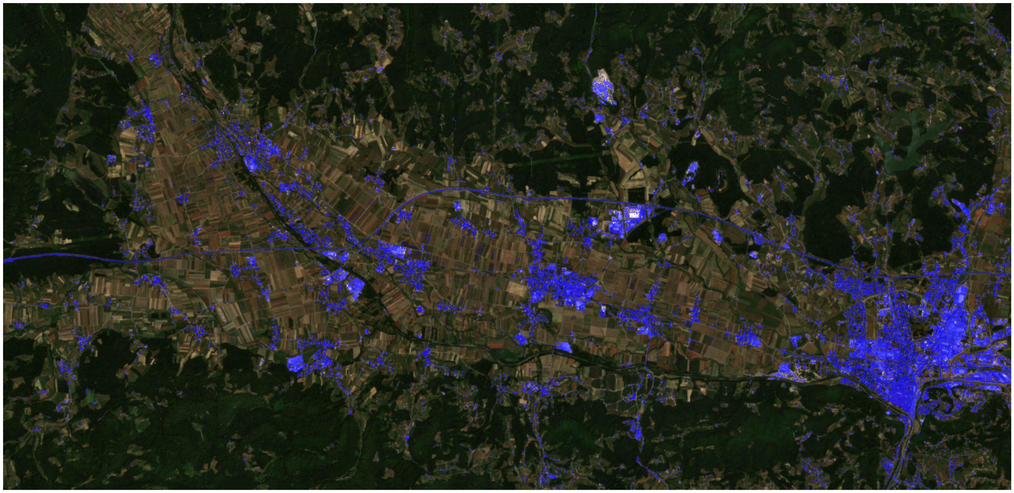 Built-up classifier mask script applied on Spodnja Savinjska Region, Slovenia